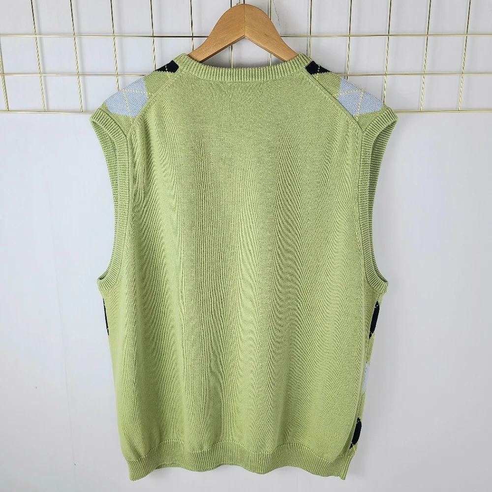 Brooks Brothers Green Argyle Supima Cotton Preppy Sweater Vest